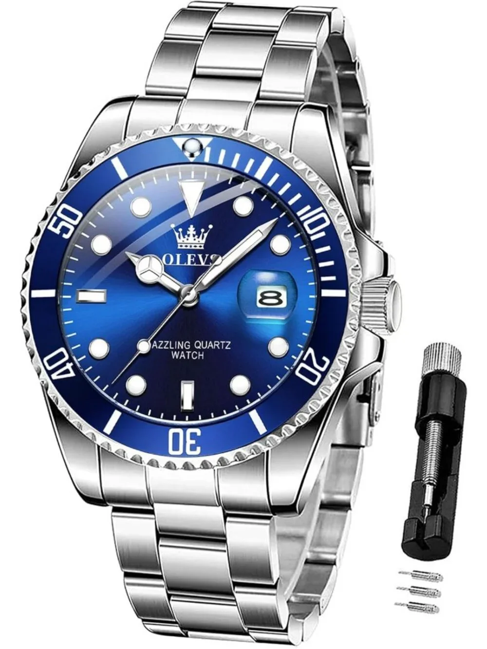 Luxury Men's Waterproof Quartz Watch - Big Stainless Steel Analog Timepiece